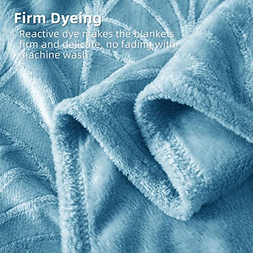 Whale Flotilla Flannel Fleece King Size Blanket for Bed, Soft Fluffy Velvet Bedspread Coverlet with Decorative Vintage Pattern for All Season, Warm and Lightweight, 90x104 Inch, Stone Blue