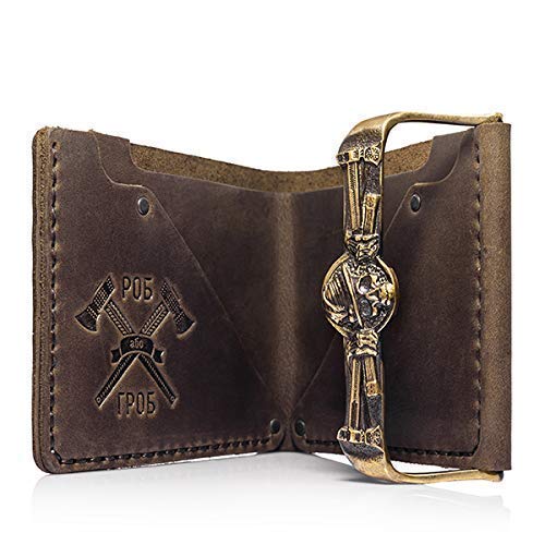 Leather Wallet Molfar with Brass Frame, Bifold Wallet2