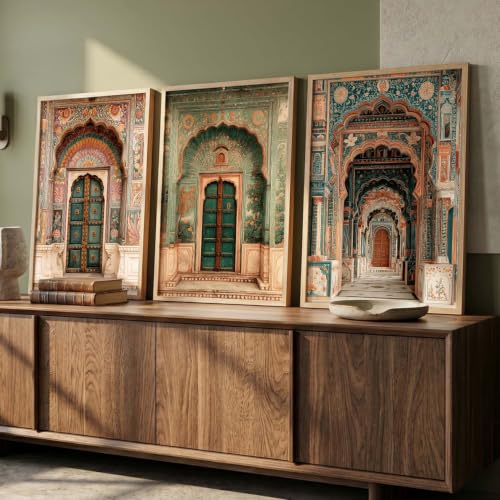 Image of kotart Traditional Indian Wall Art Painting for Living Room | Paintings Frame For Home Decoration | Framed Wall Painting for Home Room Bedroom Office Wall Decor Set of 3 (19X25 inch)