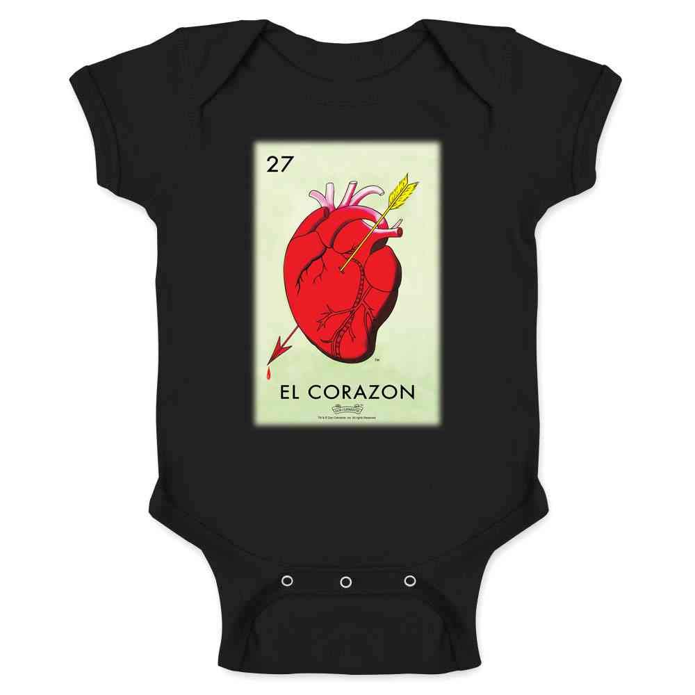 Pop Threads El Corazon Heart Loteria Card Mexican Latina Graphic Shirt Bodysuit Toddler Black 6M