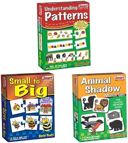 Smart Understanding Patterns Puzzle (40 Pieces) | 1012 Small to Big Puzzle (48 Pieces) | 1024 Animal Shadow Match Ups (Multi-Color)