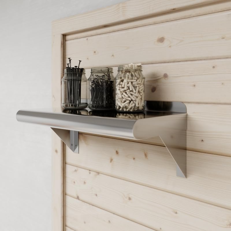 Miniatura 6 de AmGood Estante de pared de acero inoxidable de 16 pulgadas de largo x 8 pulgadas de profundidad  Certificado NSF  Estantería de metal para