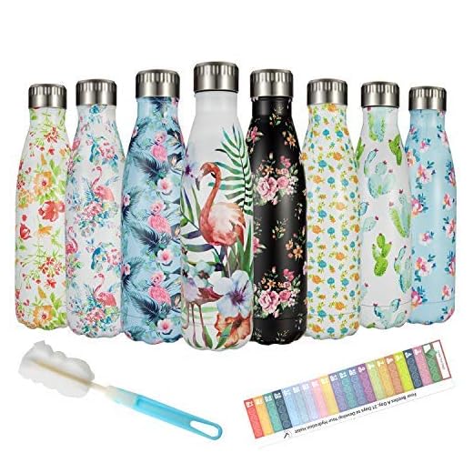 Botella Agua Acero Inoxidable 500ml, Botella Termica Reutilizable - Enfriamiento Las 24 Horas y 12 Horas Mantiene Caliente, Botellas Termo de Doble Pared, Sin Bpa, con Cepillo de Limpieza