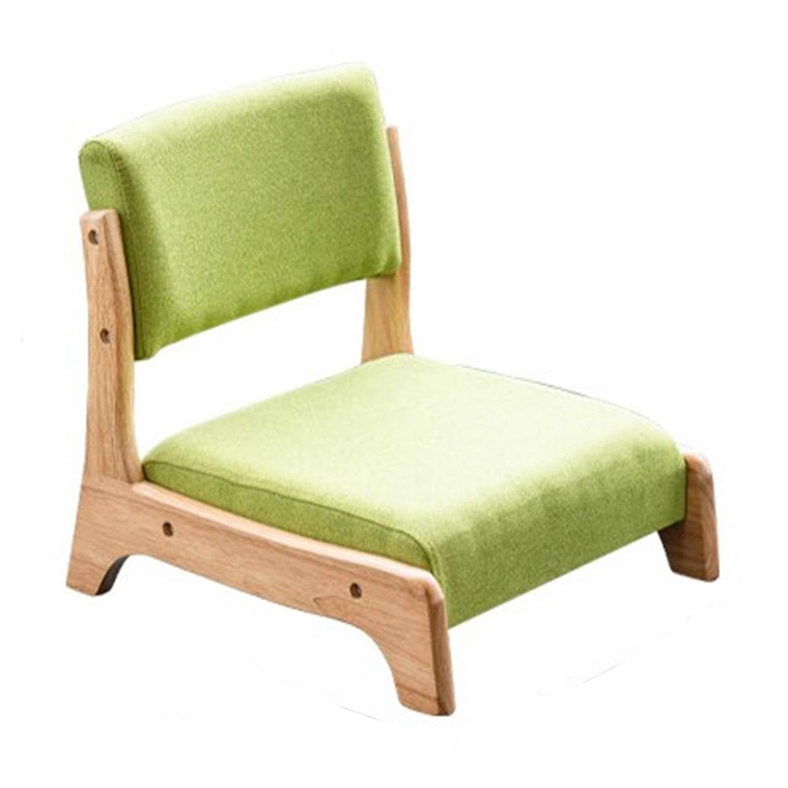 WOTZOV Floor Chair Chair Solid Wood Backrest Floor Lazy Chair Balcony Bay Window Chair Legless Chair/Green2/50 * 43 * 45Cm，Green1 50 * 43 * 45Cm