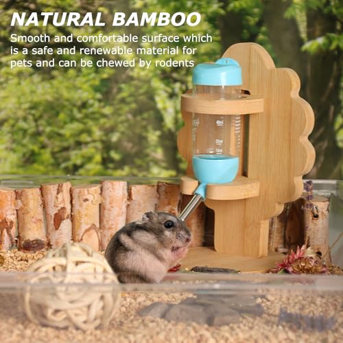SPORWAY Hamster Water Bottle with Stand: Oak Stand Small Animal Water Dispenser, Adjustable Automatic Water Feeder for Hamster, for Small Pet Cages (80ml) - Image 6