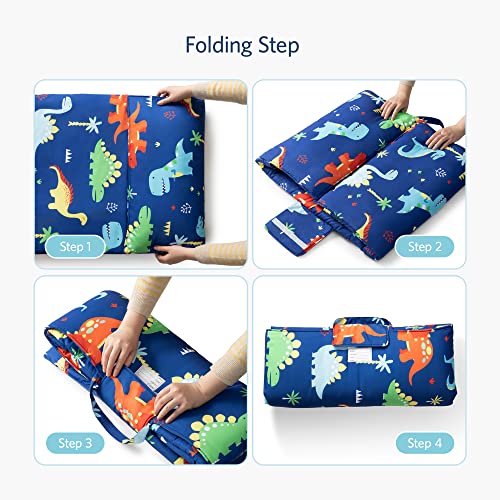 Cokouchyi Toddler Nap Mat, Toddler Sleeping Bag With Carrying Bag And Removable Pillow, Measures 53 X 21 X 1.5 Inches, Dinosaur Kids Sleeping Bag, Ideal For Daycare And Preschool, Blue #TOP5