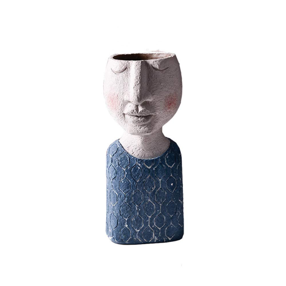 Vase visage humain homme B en résine artisanale pour fleur
