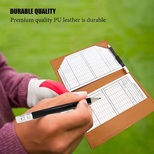 AXKAL Golf Scorecard Score Cards Holder Book Leather Four-leaf Clover Pattern Value Pack - Image 4