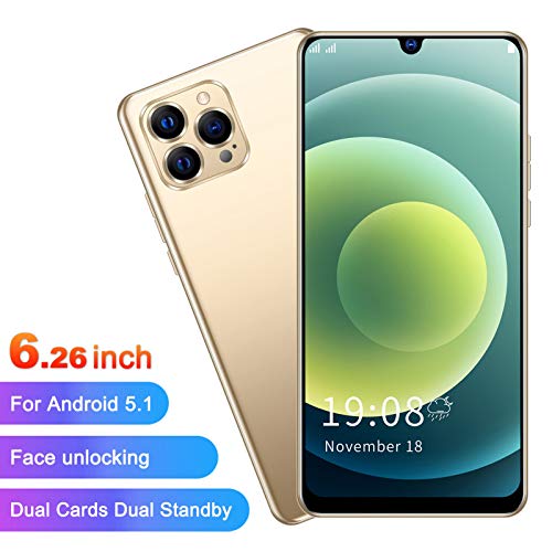 Unlocked Android Smartphone, 6.26In Hd Screen Cell Phone, 2Mp+2Mp Camera 1Gb Ram + 8Gb Rom Smartphone, Dual Card Dual Standby, Face Recognition, With Wifi+Bt+Fm+Gps(Gold) #TOP1