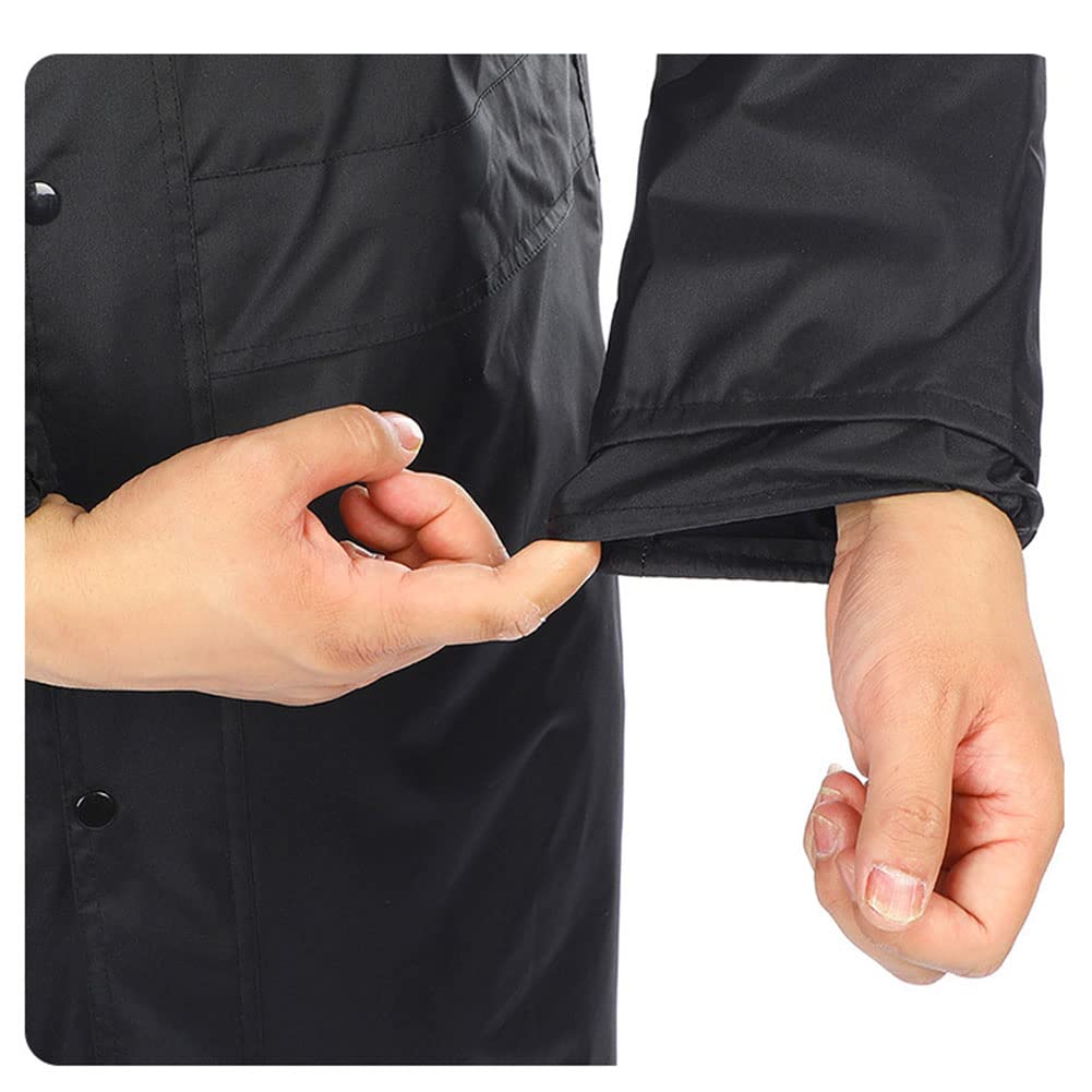 Chubasquero Largo para Hombre Poncho de Lluvia Reutilizable Impermeable con Capucha Chaqueta para la Lluvia Abrigos de Lluvia Reflectantes para Acampar en la Lluvia Senderismo Pesca (Negro M)