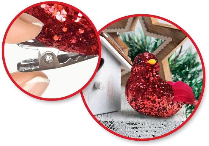 Sequin Cardinal Red Birds with Clips - Bird Ornaments or Wreath Embellishment - 2 Piece image 3