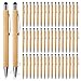 50 penne a sfera in bambù con touchpen, penna a sfera in legno, colore naturale ed ecologico, penna a sfera a pressione touch, penna a sfera in legno, per ufficio, casa, penne blu immagine