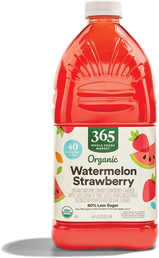 Organic Reduced Sugar Watermelon Strawberry Juice, 64 Fl Oz