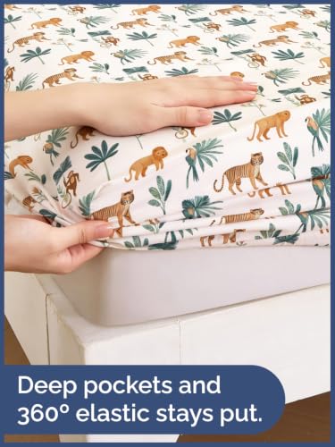 Image of Kids Queen Size Safari Bed Sheets - 4 Piece Kids Safari Sheet Set - Wild Animal Bedding - Ultra-Soft, Cute & Cozy - Breathable & Machine Washable - Adventure Bed Set for Boys, Girls, Teens & Toddlers