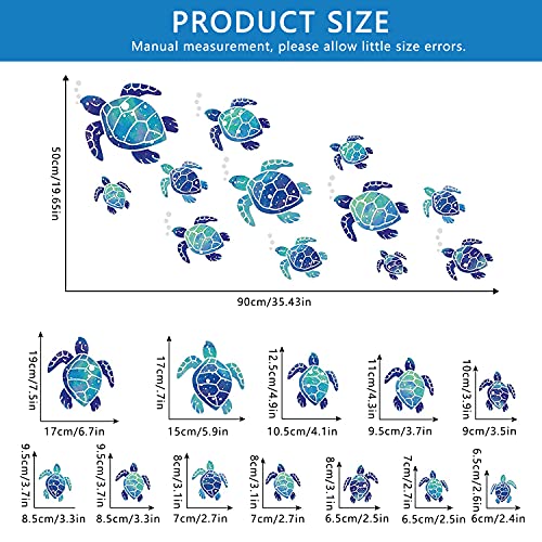 24 Pieces Sea Turtle Wall Decals Ocean Bathroom Decor Stickers Beach Sea Turtle Wall Stickers Waterproof Turtle Bubbles Ocean For Kids Home Bathroom Living Room Toilet Nursery Pool Party Decoration #TOP1