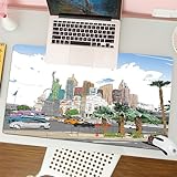 QRFASFZO Tappetino per mouse tappetino da ufficio multifunzione e antiscivolo,per migliorare la precisione e la velocità,Stati Uniti, schizzo di strada della città di Las Vegas, Nevada, dise,80x30 cm