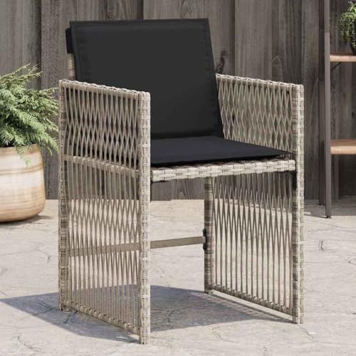 Chaises de jardin gris clair polyrotin dossier pliable lot de 4 coussins