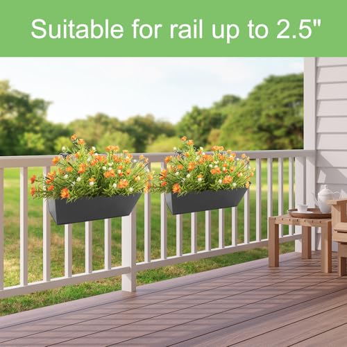 Image of 16 Inch Railing Planters Box Metal Hanging Flower Pot 3 Pcs