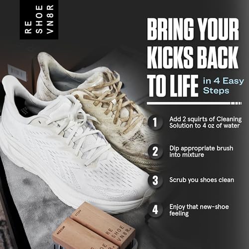 Image of RESHOEVN8R Shoe Cleaning Solution - Sneaker Cleaner & Shoe Care for Canvas, Leather, Mesh, Suede, White, & Nubuck Shoes