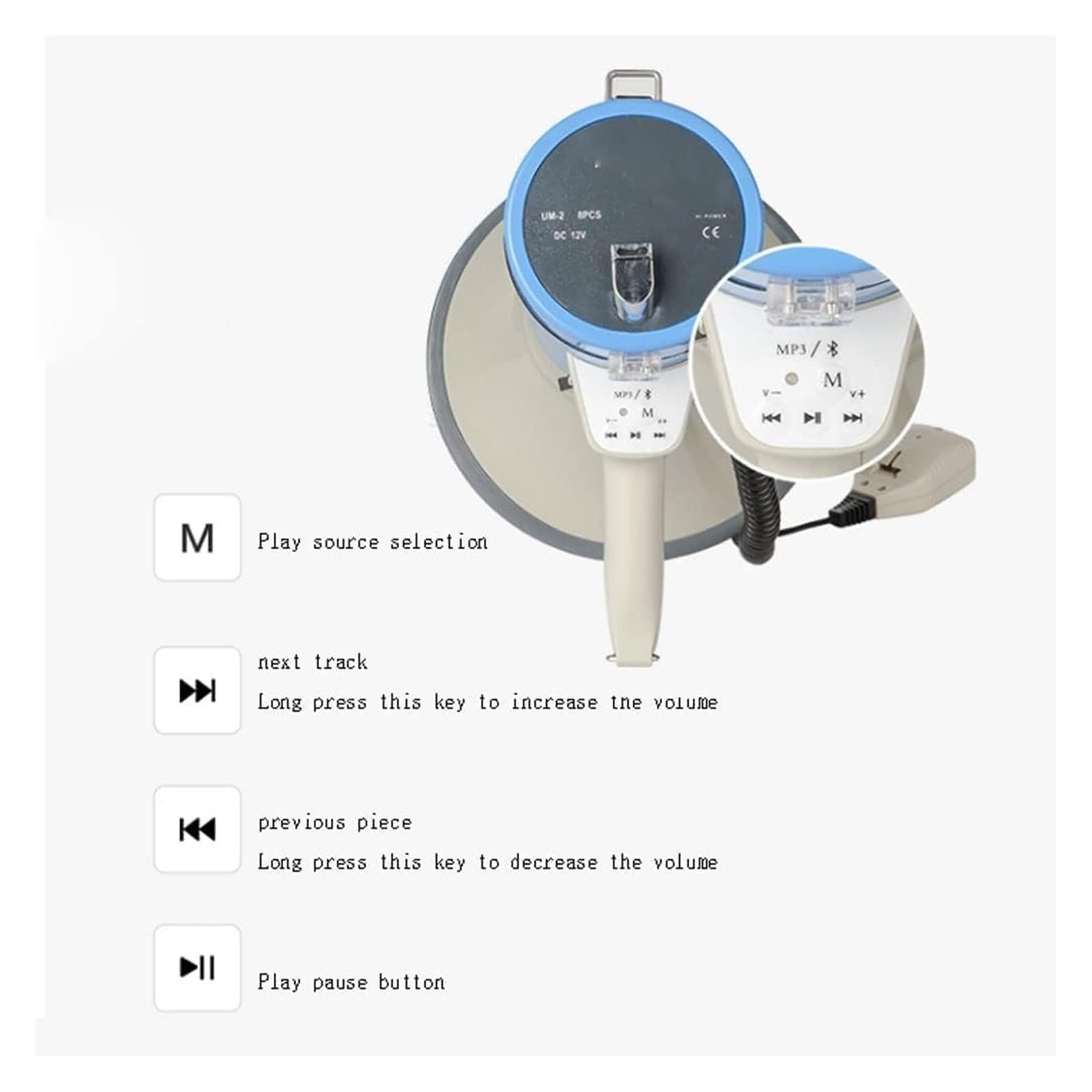 Megáfono, megáfono, megáfonos duraderos con micrófono Desmontable, Altavoz de 50 W, megáfono portátil Recargable, Amplificador de Voz, megáf