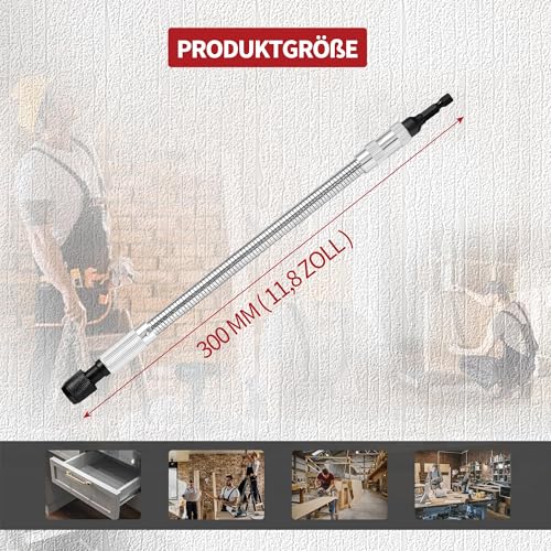 ColumPRO 2-tlg. Winkelschrauber Aufsatz & Biegsame Welle (300mm) – 105° Winkelgetriebe mit S2-Stahl Bitverlängerung – Magnetische Bohrer Verlängerung für Akkuschrauber & Enge Bereiche