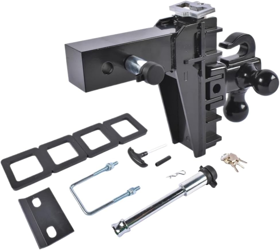 Trailer Attachment Device with Hook Tri Ball 1-7/8 X 2 X 2-5/16 Drop Hitch