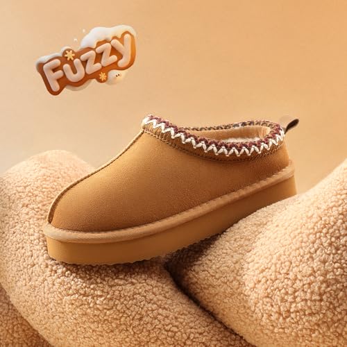 DREAM PAIRS Girls Slippers Kids Platform Slipper,Camel,2 Little Kid — view 3