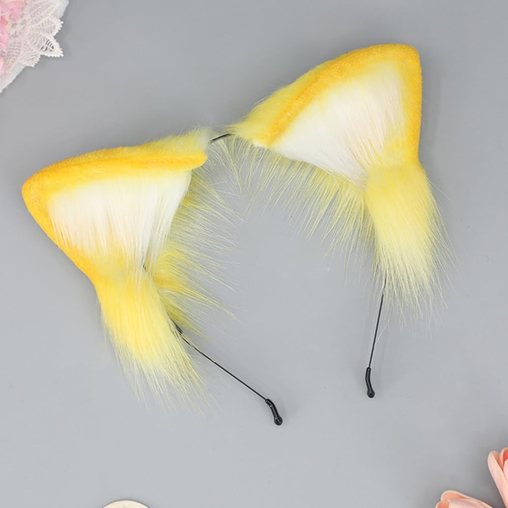 Handmade Cat Fox Wolf Ears Headband Animals Ears Headwear for Christmas Cosplay Costume Accessories