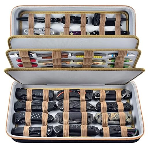 Knife Display Case for 64+ Pocket Knives, Butterfly Knife Storage Box, Folding Knives Organizer Holder, Knives Collection Protector Carrier for Survival, Tactical, Outdoor, EDC Mini Knife (Bag Only)