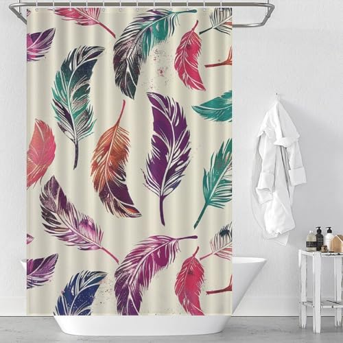 Rideau de douche en tissu imperméable multicolore lavable 12x183 cm