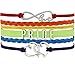 LGBT Gay Pride, Awareness Leather Multi Strap Bracelet, Smaller Wrists