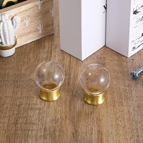 2 Pack Crystal Lamp Finials Decorative Top Accessories Glass Crystal Ball, Clear Lamp Finial Cap Knob with Polished Chrome Base Knob Topper Finial for Lamps Shade