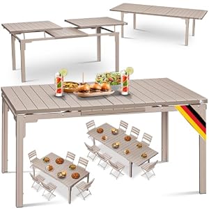 KESSER® Gartentisch ausziehbar Esstisch 180/240x90cm erweiterbar bis 8 Personen Ausziehtisch mit pulverbeschichtetem Stahl-Gestell & HDPE Tischplatte Wetterfest & UV-Beständig