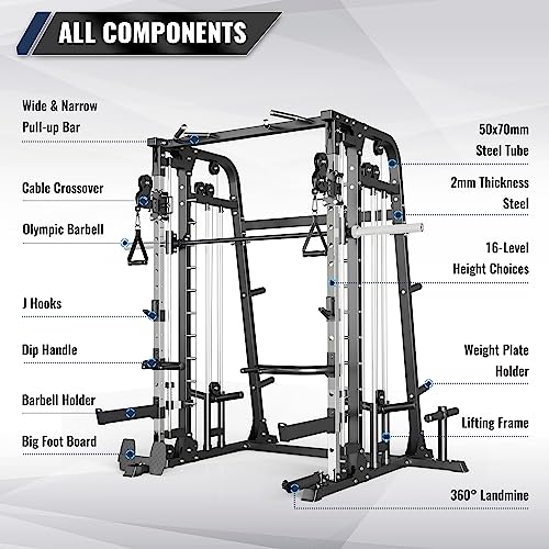 Supgym Smith Machine Home Gym Fitness Sp1, Standard Multi-Functional Power Cage Strength Training Power Rack With Black Bench & Weight Sets #TOP1