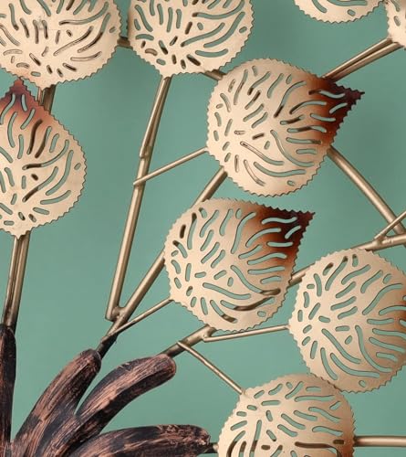 Image of Artemade Metal Tree Shape Wall Hanging | Iron Decorative Wall Mounted Art Sculpture for Home, Living Room & Bedroom | Golden Leaf Design | Premium Wall Decor Showpiece (30 x 30 x 5 cm)
