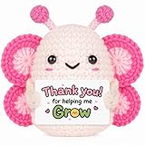 Glydein Thank You Gifts for Women, Cute Teacher Gifts, Handmade Positive Crochet Butterfly Decor, Cute Thank You Gift with Warm Card for Teacher Boss Family, School Counselor Appreciation Gift