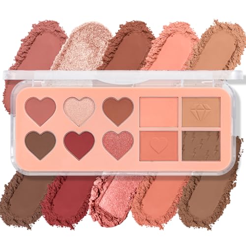 Boobeen Palette d'ombres à paupières nude - maquillage des yeux mat et scintillant, 10 couleurs d'ombres à paupières hautement pigmentées, d'aspect naturel et de longue durée