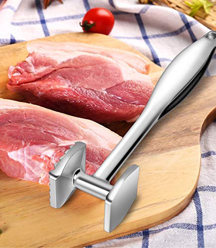 Image of Meat Tenderizer Meat Hammer Mallet Tool Pounder For Tenderizing Steak Beef And Poultry. With Rubber Comfort Grip Handle.Dishwasher Easy