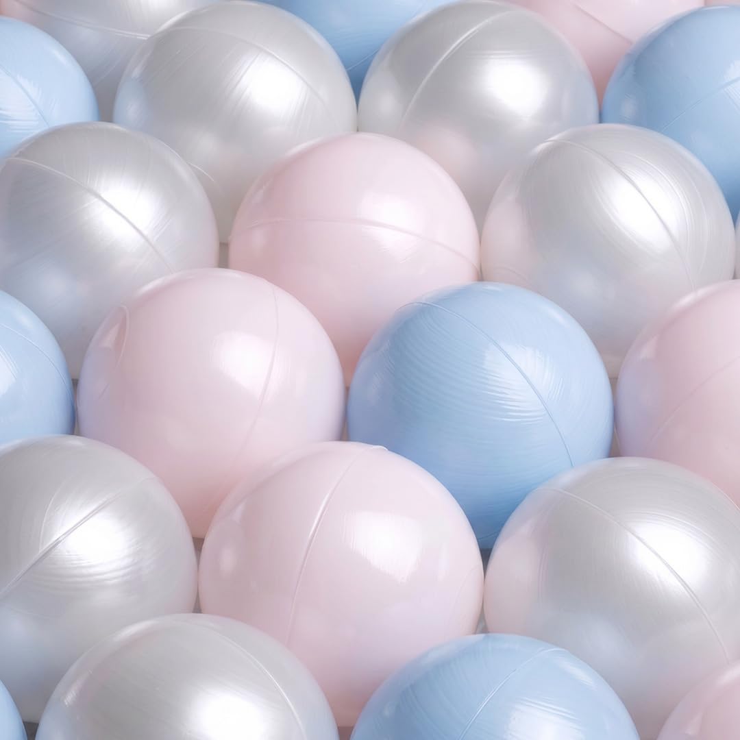 MISIOO Piscina con palline per bambini, 90 x 30 cm, con 200 palline da 6 cm di diametro, rotonda, in morbida schiuma, rivestimento rimovibile e lavabile, per interni