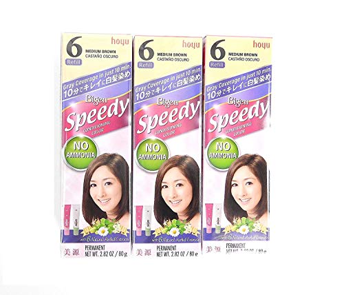 Bigen Speedy Conditioning Color (#6 Medium Brown) Refill Pack Of 3 No Ammonia #TOP1