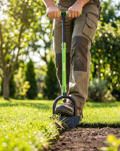 WORKPRO 40-Inch Edger Lawn Tool, Heavy Duty Lawn Edger, Half Moon Steel Saw-Tooth Blade with Wide Footplate & Ergonomic  - Additional View