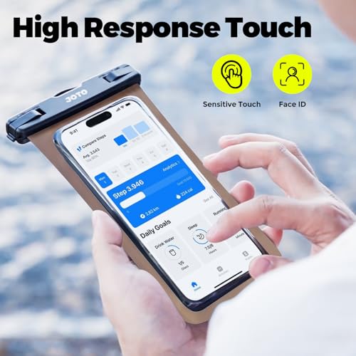 Image of JOTO Up to 7 inch Universal Waterproof Phone Case for iPhone 17 Air 16 15 14 13 12 11 Plus Pro Max, IPX8 Cellphone Dry Bag XR X SE, Galaxy S23 S22 S21 S20+ S20 S10 Plus Note, Pixel -CrystalBlack