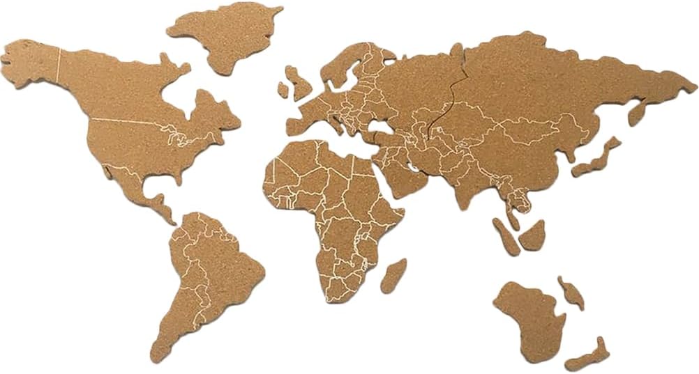 VOSAREA 1 Set Cork Board World Map Self-Adhesive Corkboard Continents Self Adhesive Cork Pin Board Cork Message Board for Wall to Pin, Plan and Document Travels