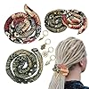 Handmade Spiral Lock Hair Tie Bendable Loc Tie Dreadlock Accessory Hair Bands Embedded Ponytail Holders Dreadlock Hair Tie Spiral for Women and Men Thick Curly Hair (Ethnic Stripe)