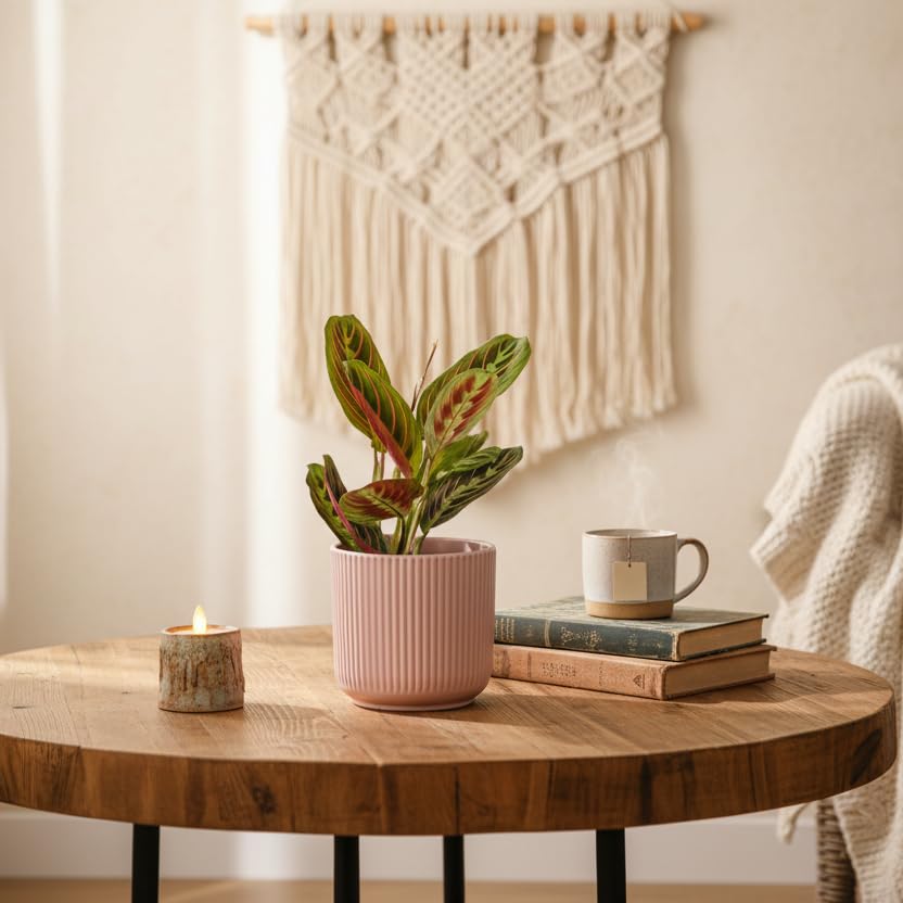Prayer-Plant Houseplant with Pink Ceramic Pot Included – Live Indoor Plant Décor by Luxe Leaf Plants