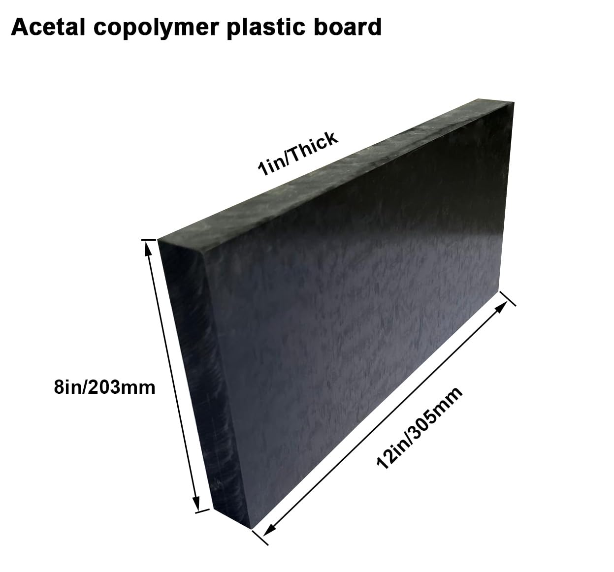 Acetal Copolymer Plastic Sheet,1-Inch Thick,Size 8" x 12" Corrosion Resistance,Impact Resistant Panel (POM-H) Opaque Black Acetal Copolymer1PCS