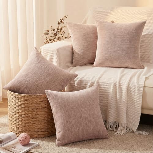 Set of 4 Blush Pink Throw Pillow Covers 18x18 Inch,