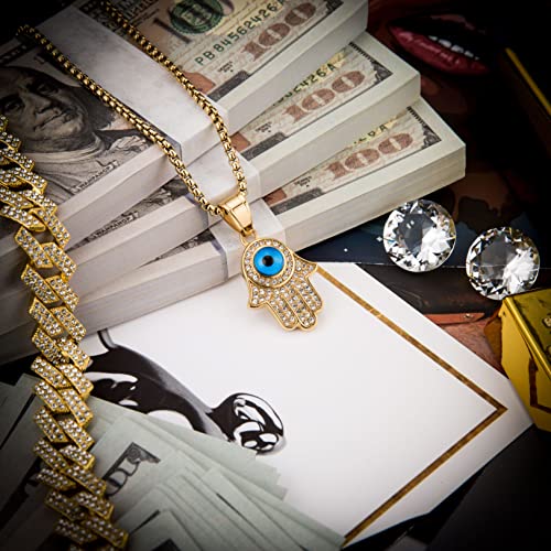 AsAlways 18K Gold Plated Hand of Fatima Pendant Inlay CZ Vintage Hip Hop Rock Punk Totem Amulet Charm Evil Eye Fatima Hamsa Hand Necklace4