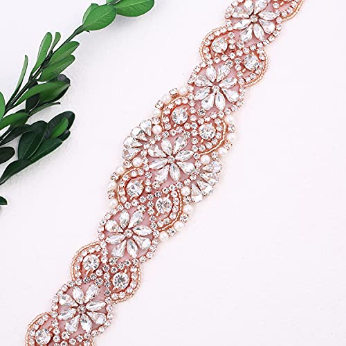 Wedding Belt for Bride Dress,Rhinestone Pearls Bridal Sash Handmade Crystal Belts for Bride Bridesmaids2