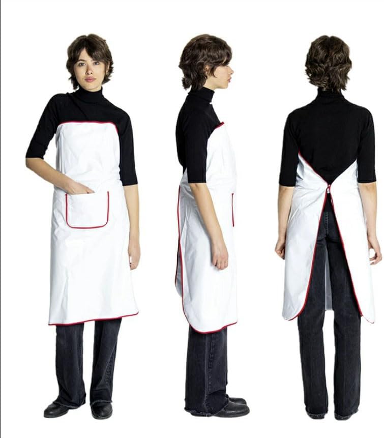 ONE TOUCH APRON PRO WITH POCKET Strapless Apron – No Shoulder Strain, White and green kitchen apron without ties - Waterproof apron - Waiter's apron with adjustable headband - Japan Brand - Image 8